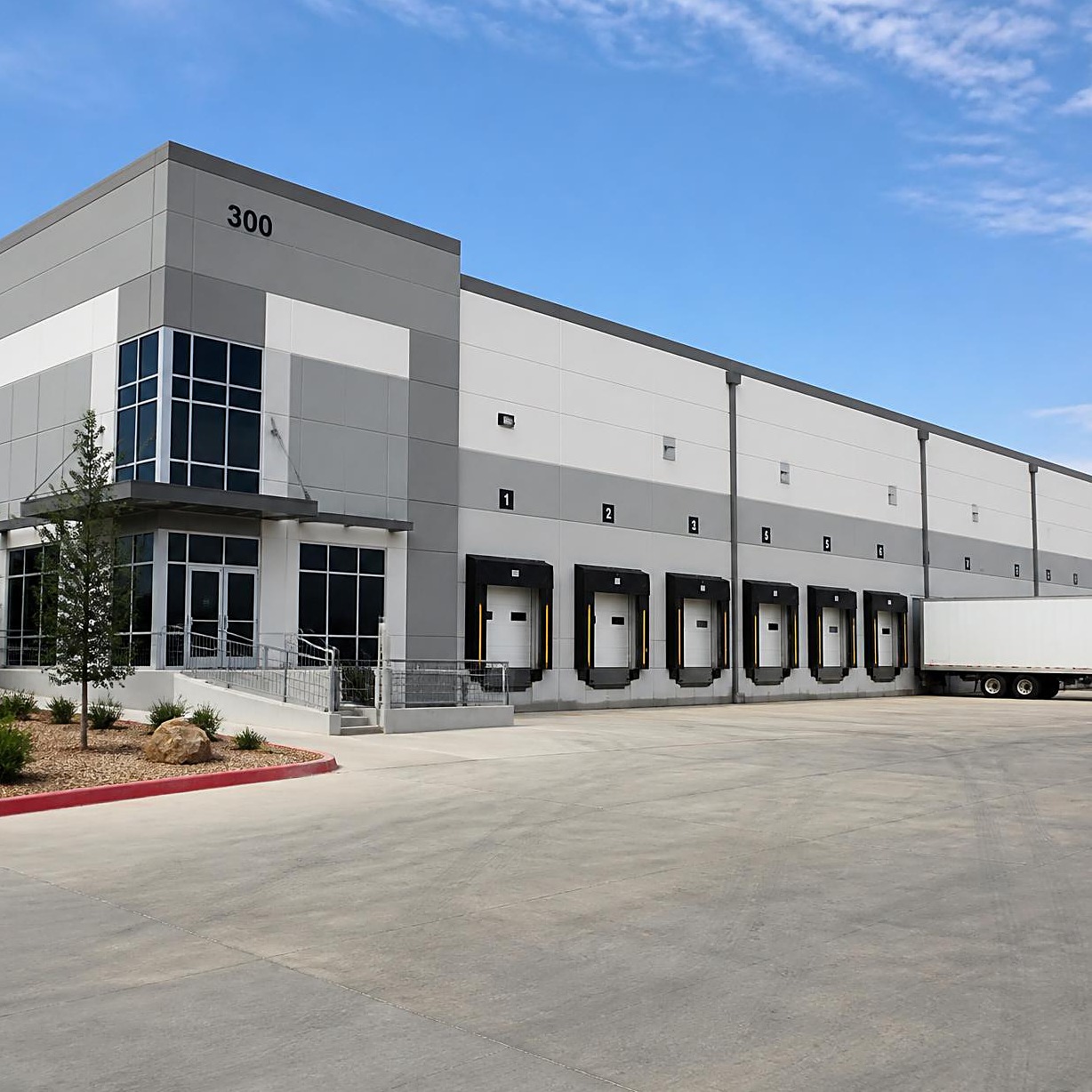 Industrial building with loading docks